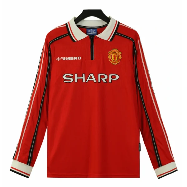 manchester united 1998 99 home long sleeves shirt